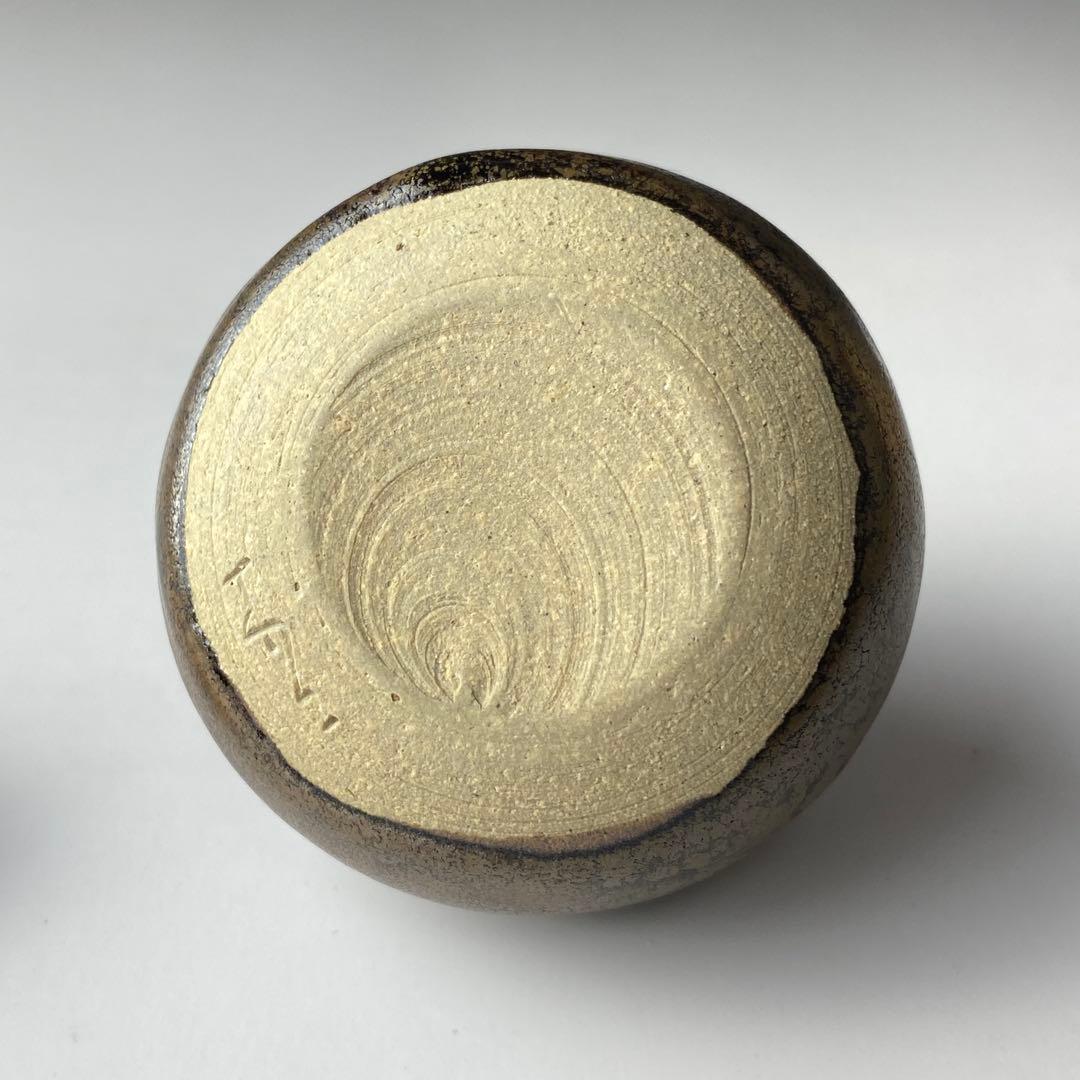 尾州 藤原木二 文琳茶入 織部緞子仕覆 共箱 茶道具