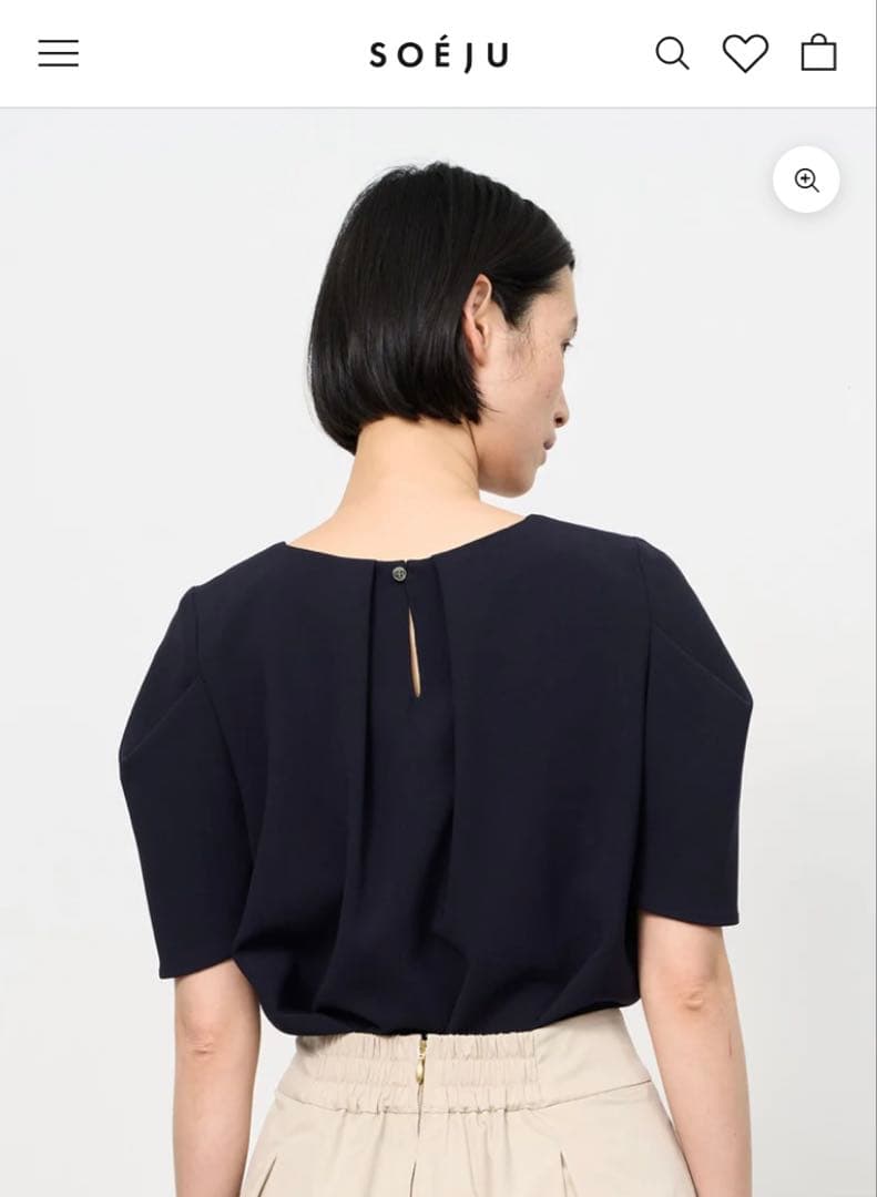 SOEJU【未使用】 肩タックブラウス NAVY / S