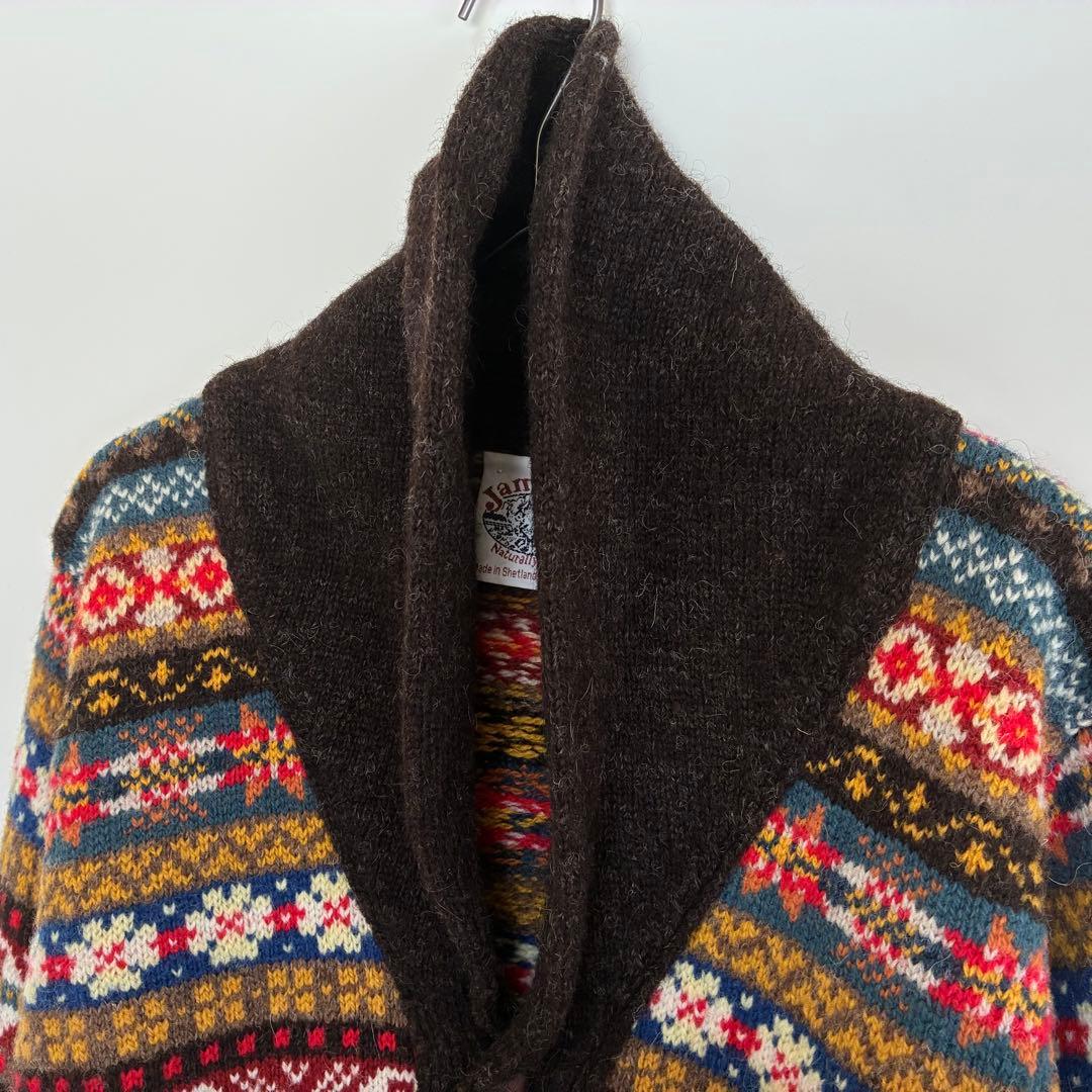 Jamieson's【ジャミーソンズ】フェアアイル柄 ショールカラーカーディガン