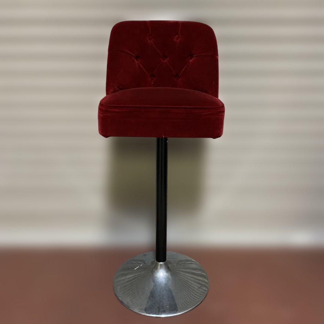 る*う様 赤ベルベット カウンターチェア おしゃれ 固定式 レトロ