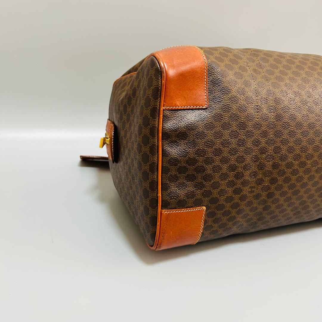 CELINE セリーヌ マカダム柄 PVC ボストンバッグ トラベルバッグ 茶色