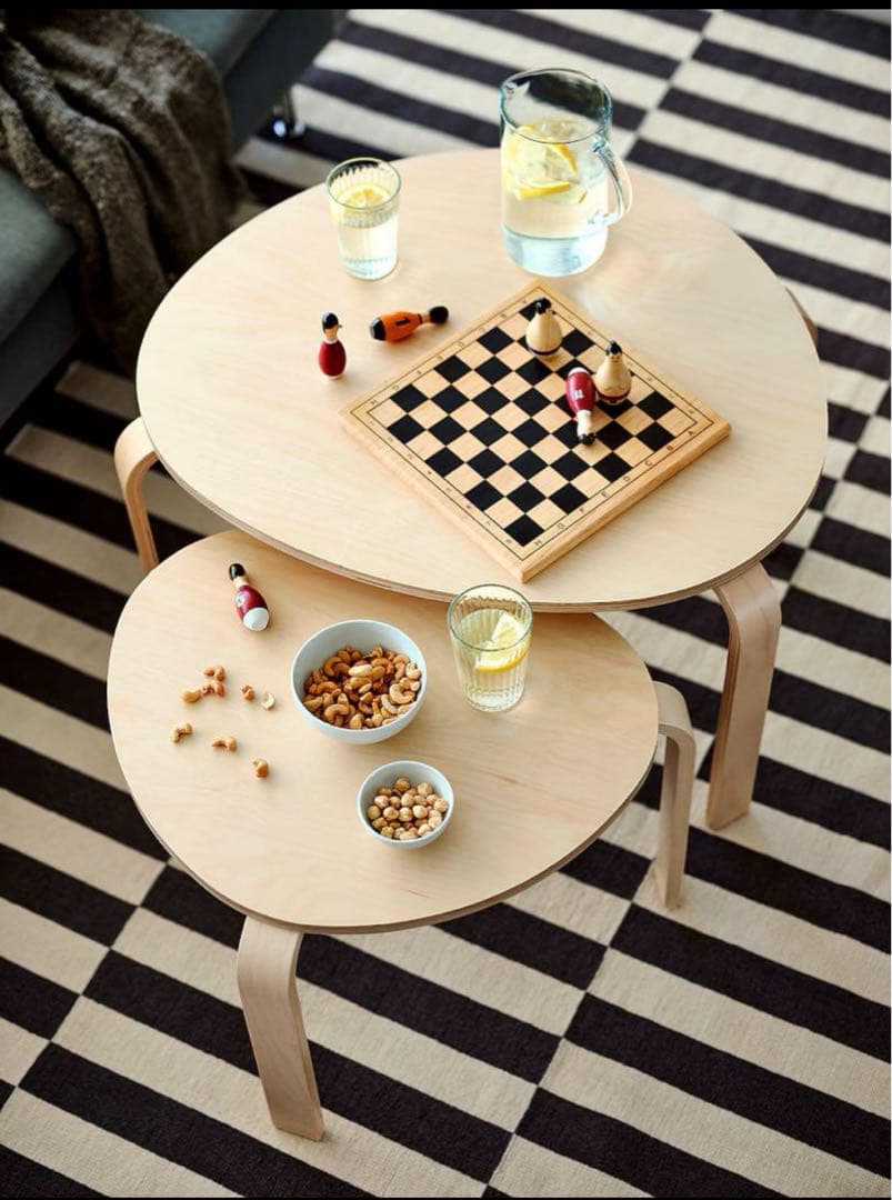 【 美品/送料込み 】IKEA スヴァルスタ ネストテーブル2点セット　バーチ