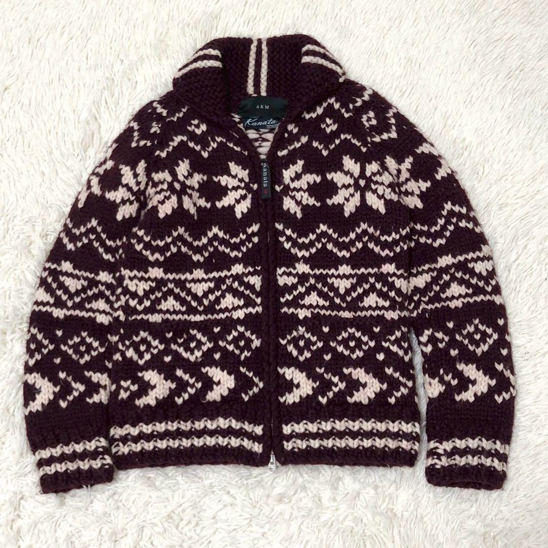希少コラボ◎AKM × KANATA カウチンニット 手編み カーディガン