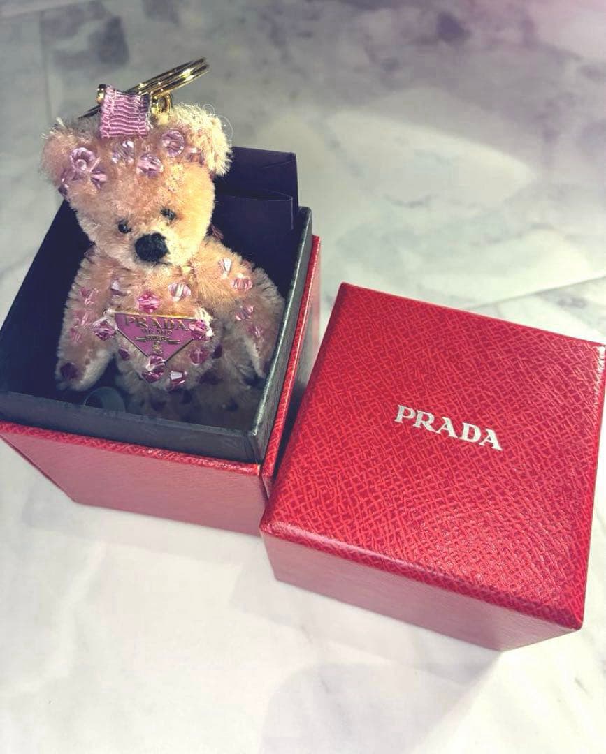 PRADA テディベア　キーホルダー ピンク　キーリング　希少