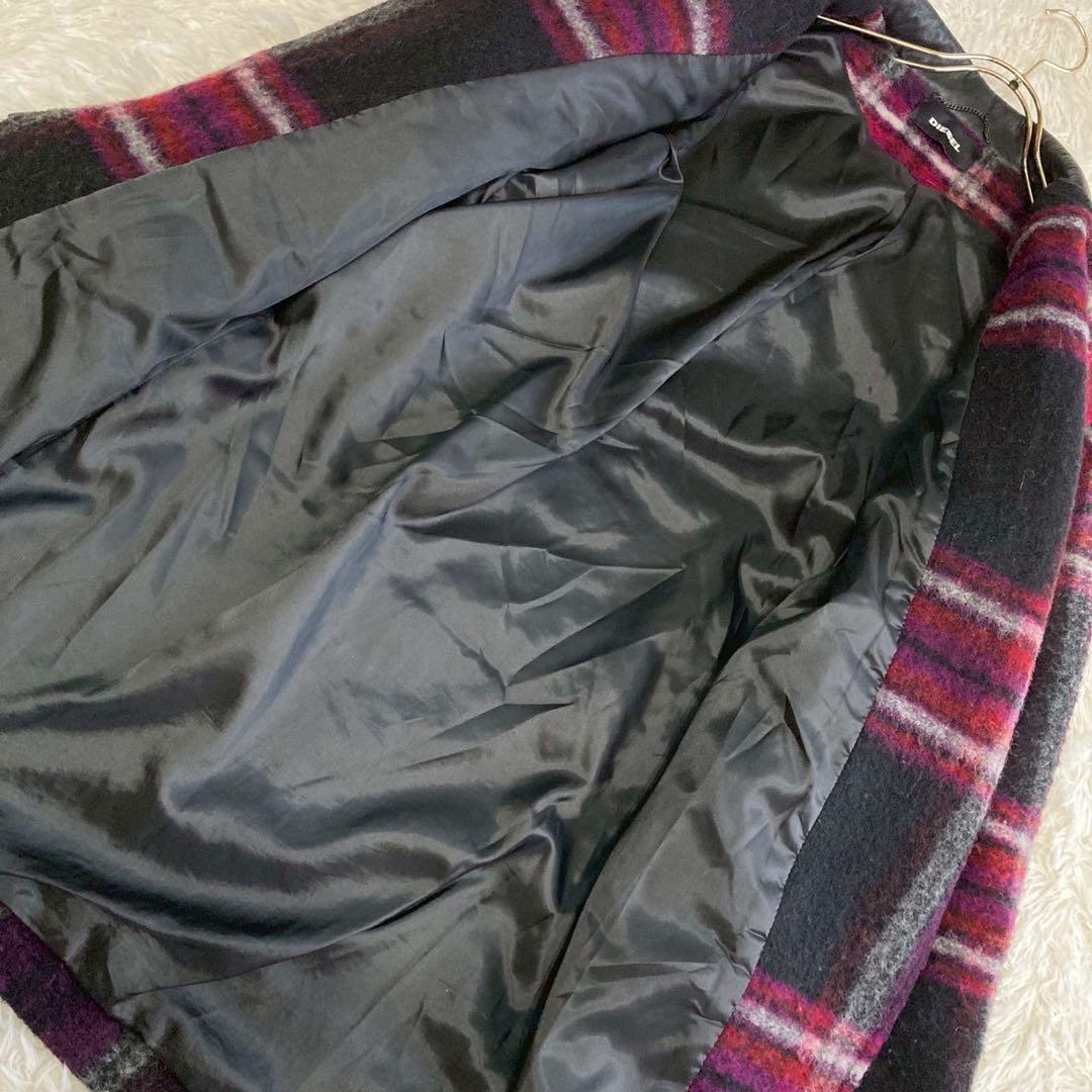 DIESEL チェック柄コート ピンク XS オシャレ カジュアル