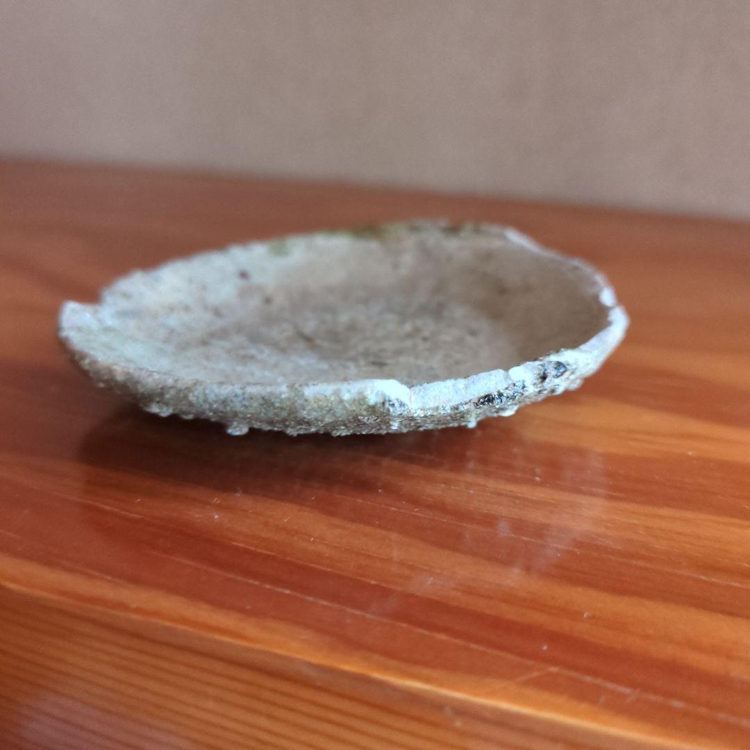 自然釉 円形陶器皿 木箱付き　猿投　山盃　骨董品