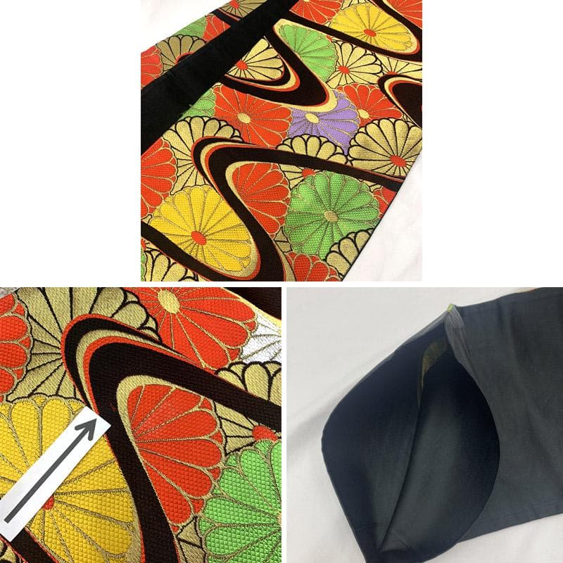 503ag94■七五三 七歳 女児 着物&袋帯 蝶 金彩 朱色■美品