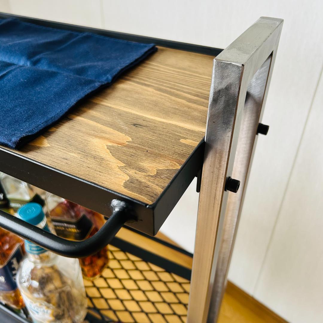 スチール製バーカート　ウイスキーラック　 3段　メッシュ棚　アイアン家具