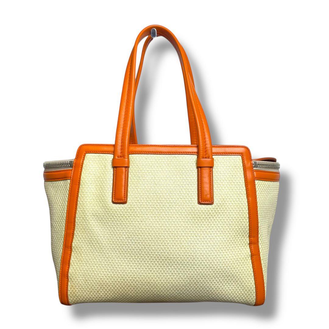 フェラガモ　トートバッグ　キャンバス×レザー　ガンチーニ　オレンジ　アリアナ