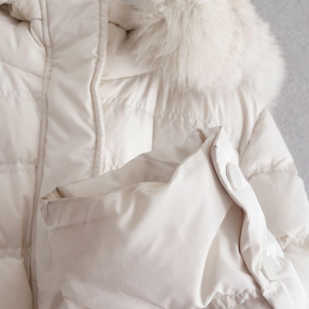 【美品】DHOLICファーフード&ベルト付ダウンジャケットSホワイト