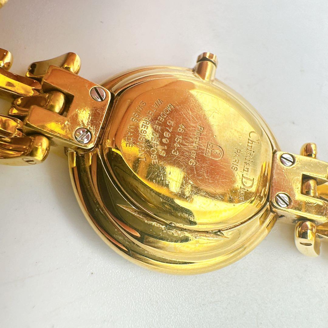 美品 稼動品 クリスチャンディオール バギラ ゴールド 黒文字盤