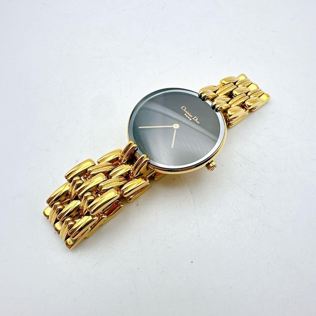 美品 稼動品 クリスチャンディオール バギラ ゴールド 黒文字盤