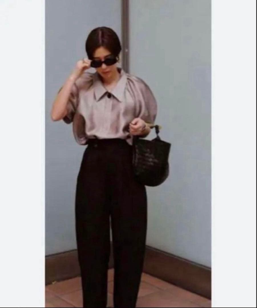 machatt メタリックパフスリーブブラウス