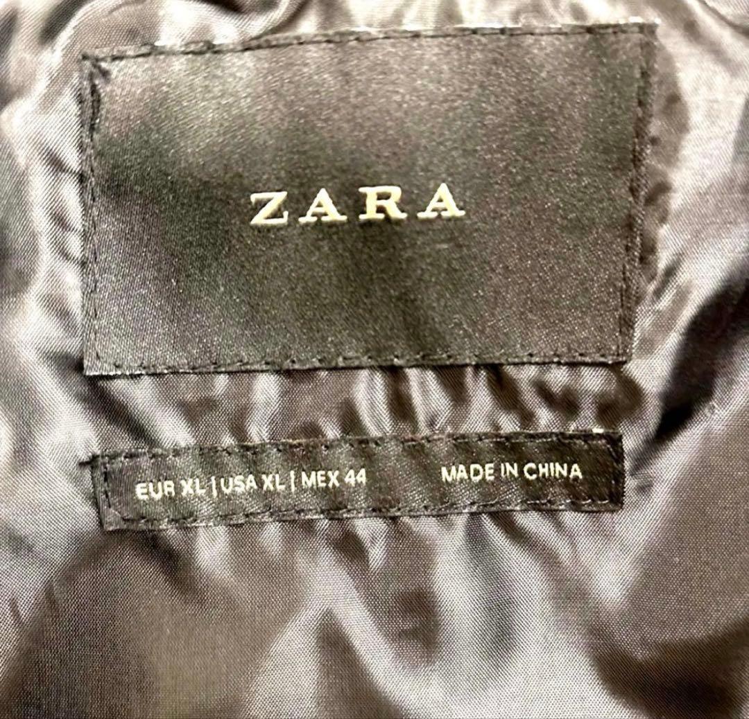【美品】ZARA ダブルライダース パーカー付ブルゾン XL