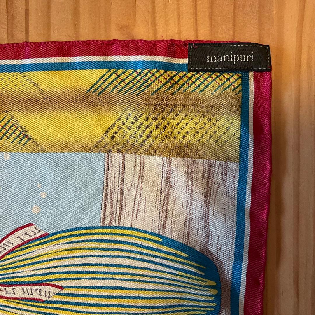 マニプリ シルクスカーフ88 ヒュッゲ ライトブルー