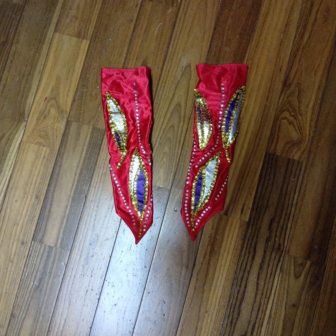 社交ダンス ドレス 赤 スパンコール装飾