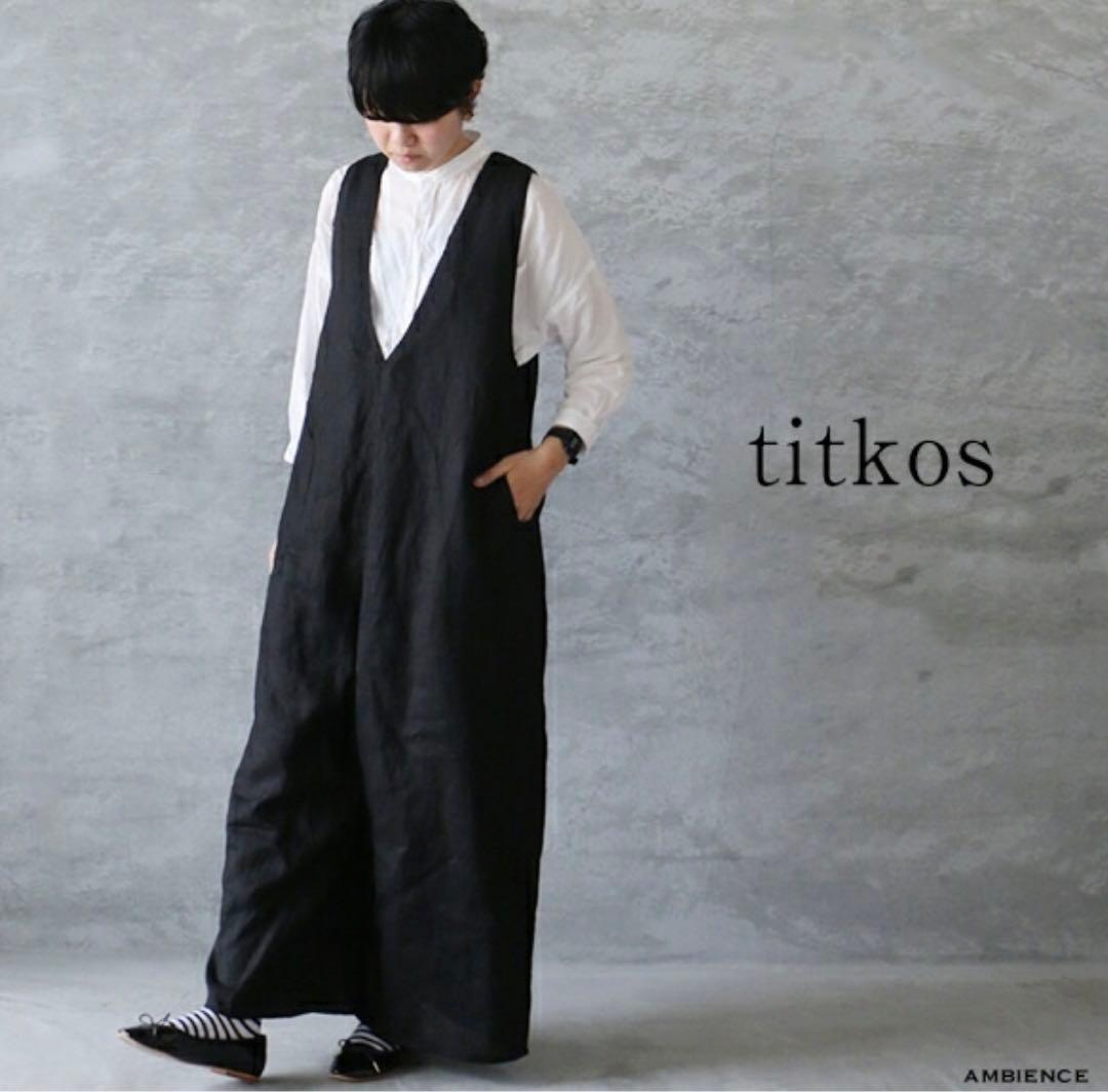 Titkos ティトコシュ ヨーロッパリネンのサロペット　Vネック