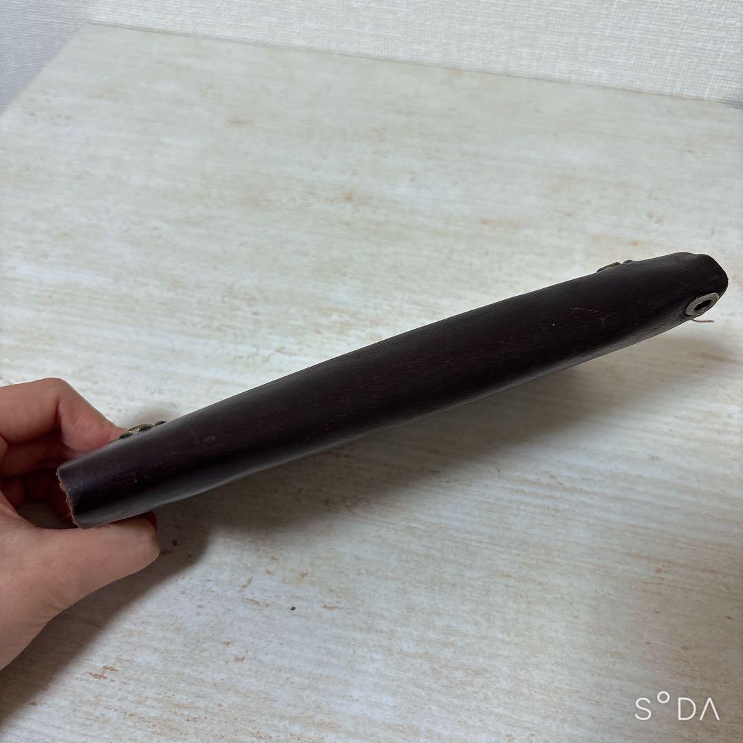 HTC 長財布 財布 スタッズ ダークブラウン