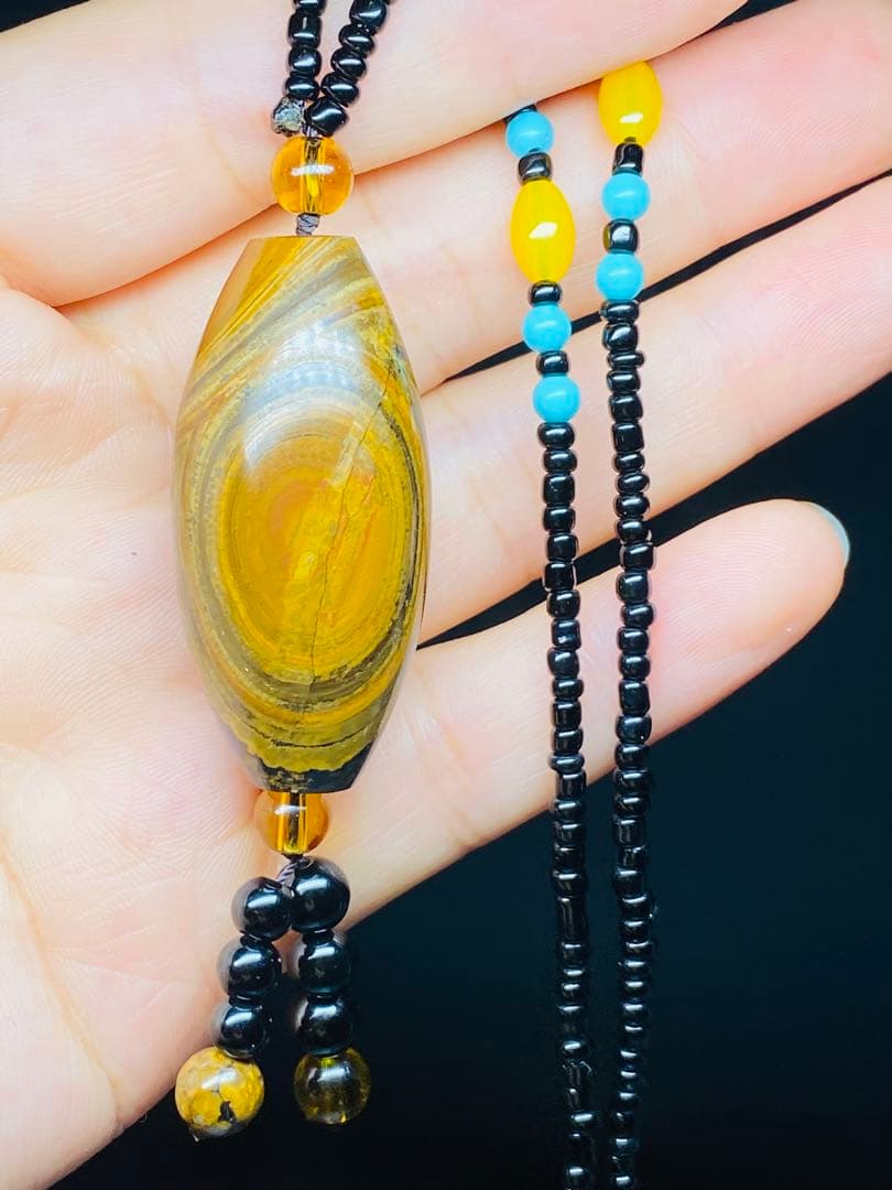 ニ龍眼天珠 蒙天珠 天珠 長寿自然　栄達栄進　自然に作られた老天珠 老鉱天珠