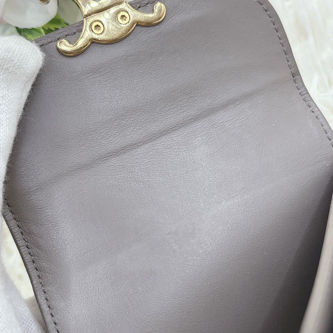 CELINE トリオンフ スモールフラップウォレット 三つ折り グレージュ