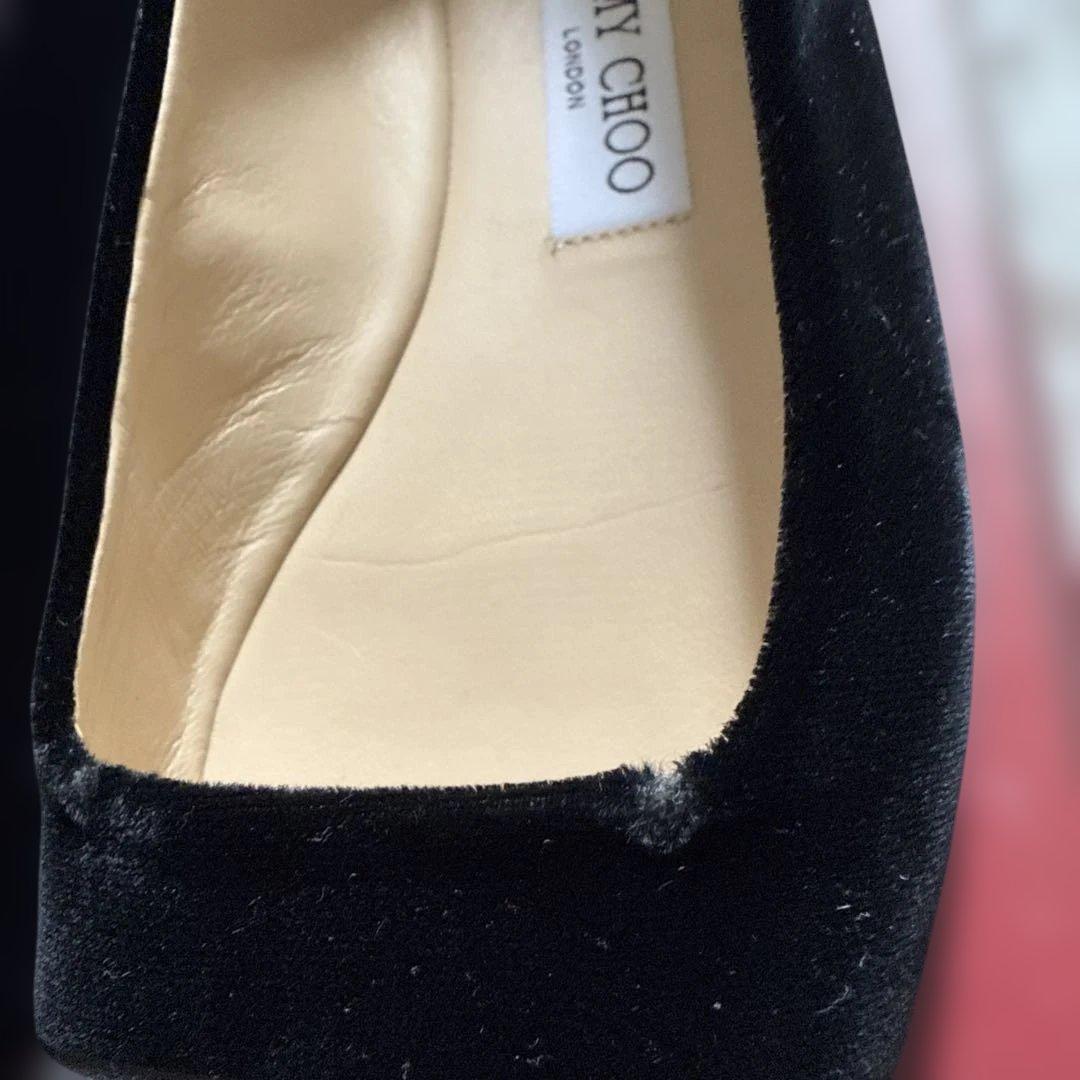 JIMMY CHOO ブラックベルベットパンプス　37