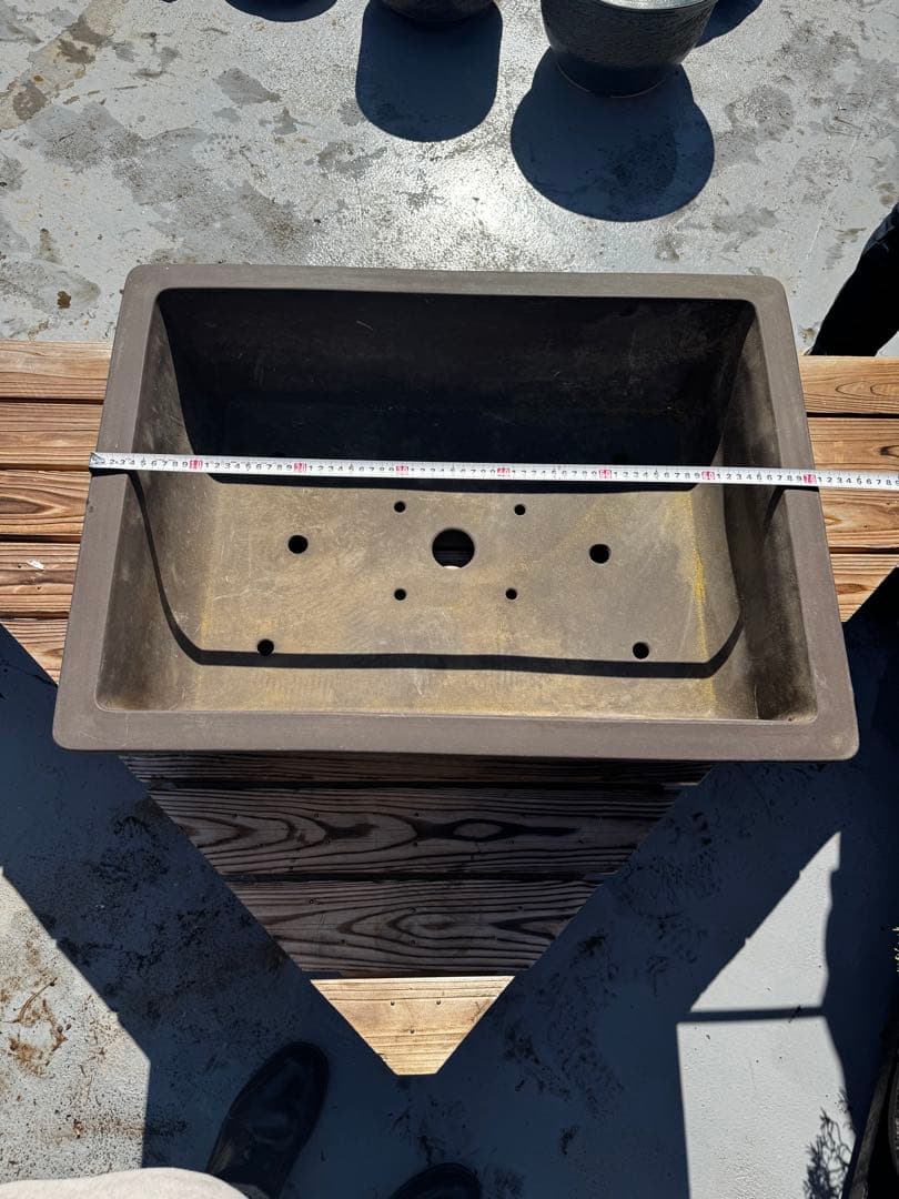 陶器製 盆栽鉢 ダークブラウン 大きめ　22号