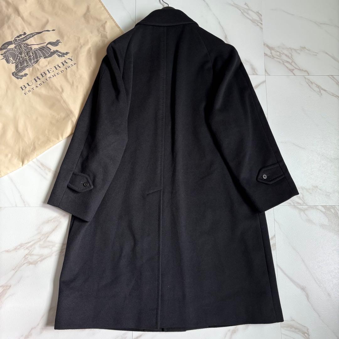極美品◆バーバリー カシミヤ ステンカラー コート シャドーホース M 紺