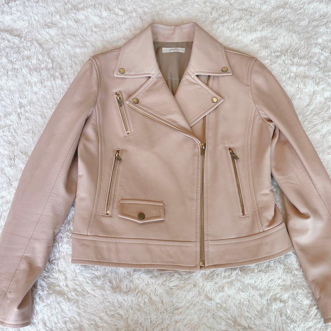 EPOCA エポカ　ダブルライダースジャケット　ラム革　未使用級✨希少ピンク