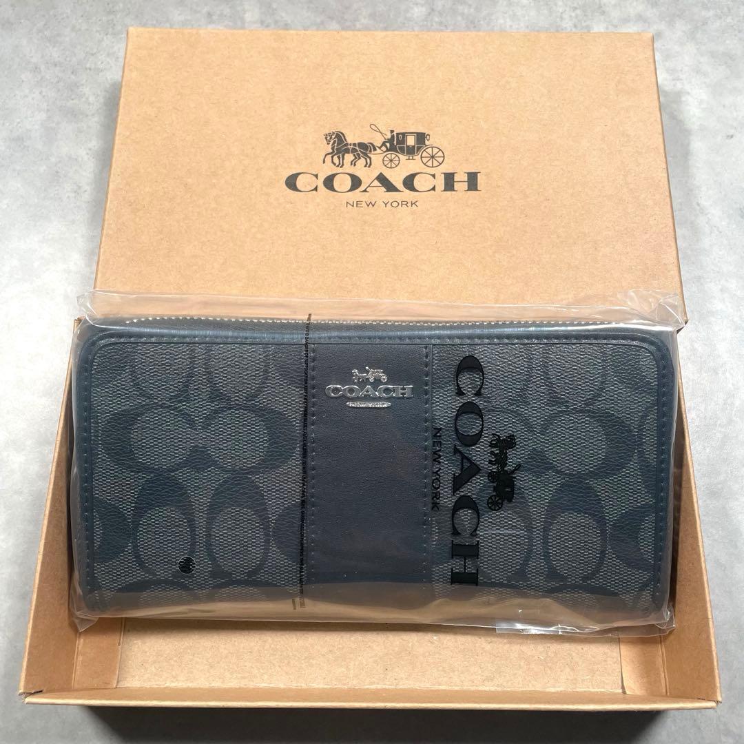 COACH コーチ 長財布 F54630 黒 ブラック ラウンドファスナー