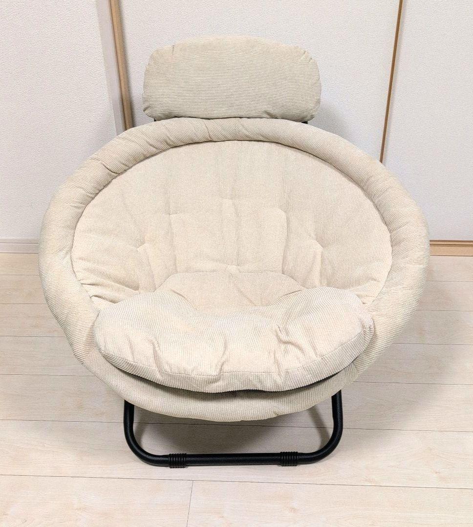 2way フォールディングチェア キャンバス ベージュ　　クッション付き