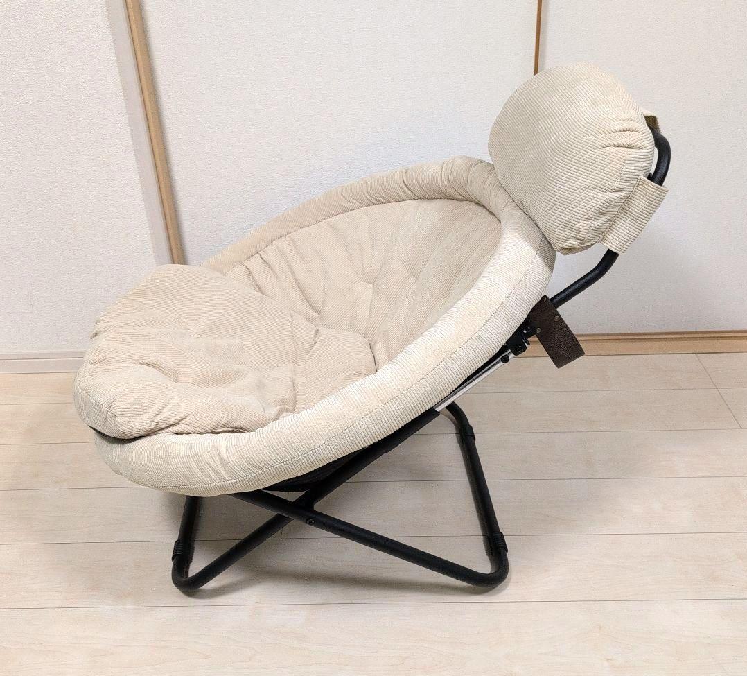 2way フォールディングチェア キャンバス ベージュ　　クッション付き