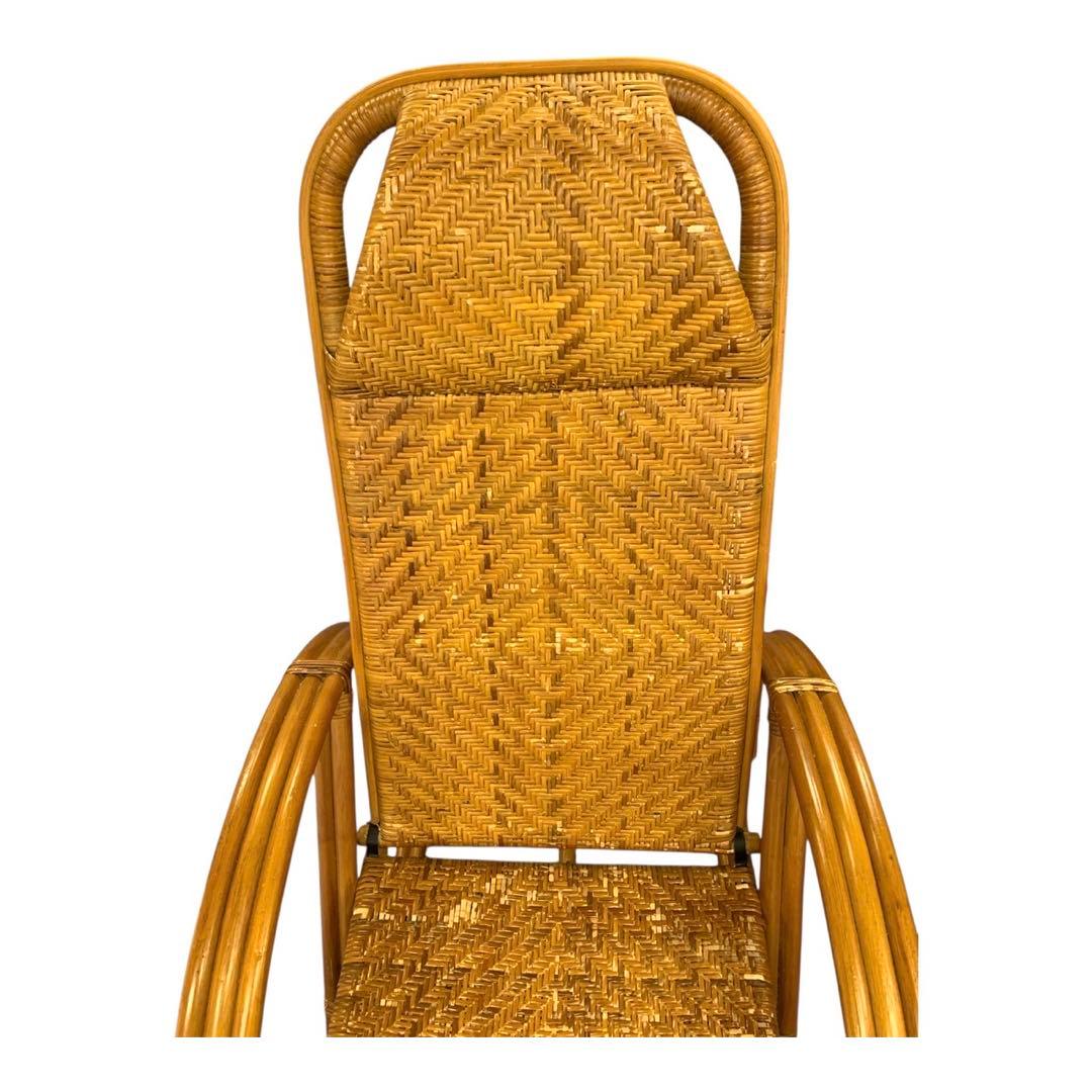 希少 ラタン製 リクライニングチェア オットマン付｜籐家具｜