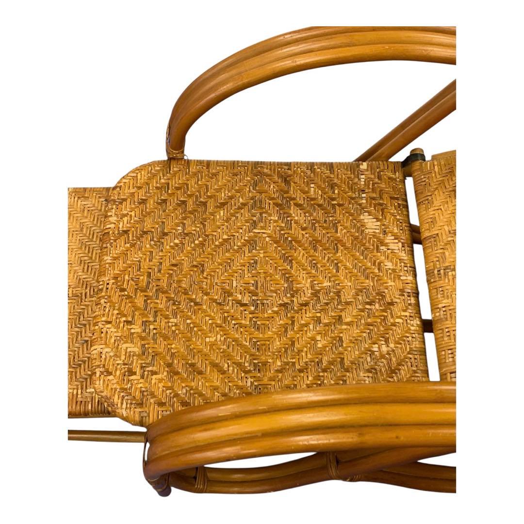 希少 ラタン製 リクライニングチェア オットマン付｜籐家具｜