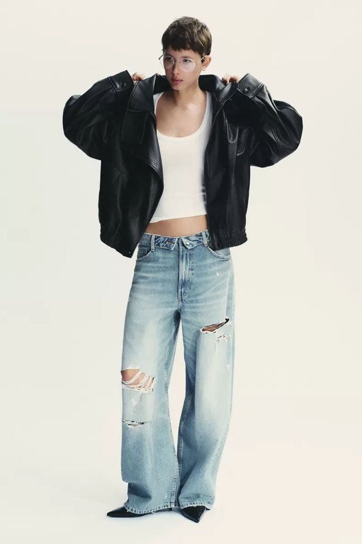 ZARAフェイクレザージャケット ブラック ハイネック Sサイズ