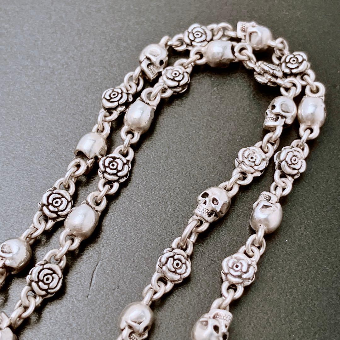 ジャスティン デイビス 925 スカル ローズ ネックレス シルバー Y718
