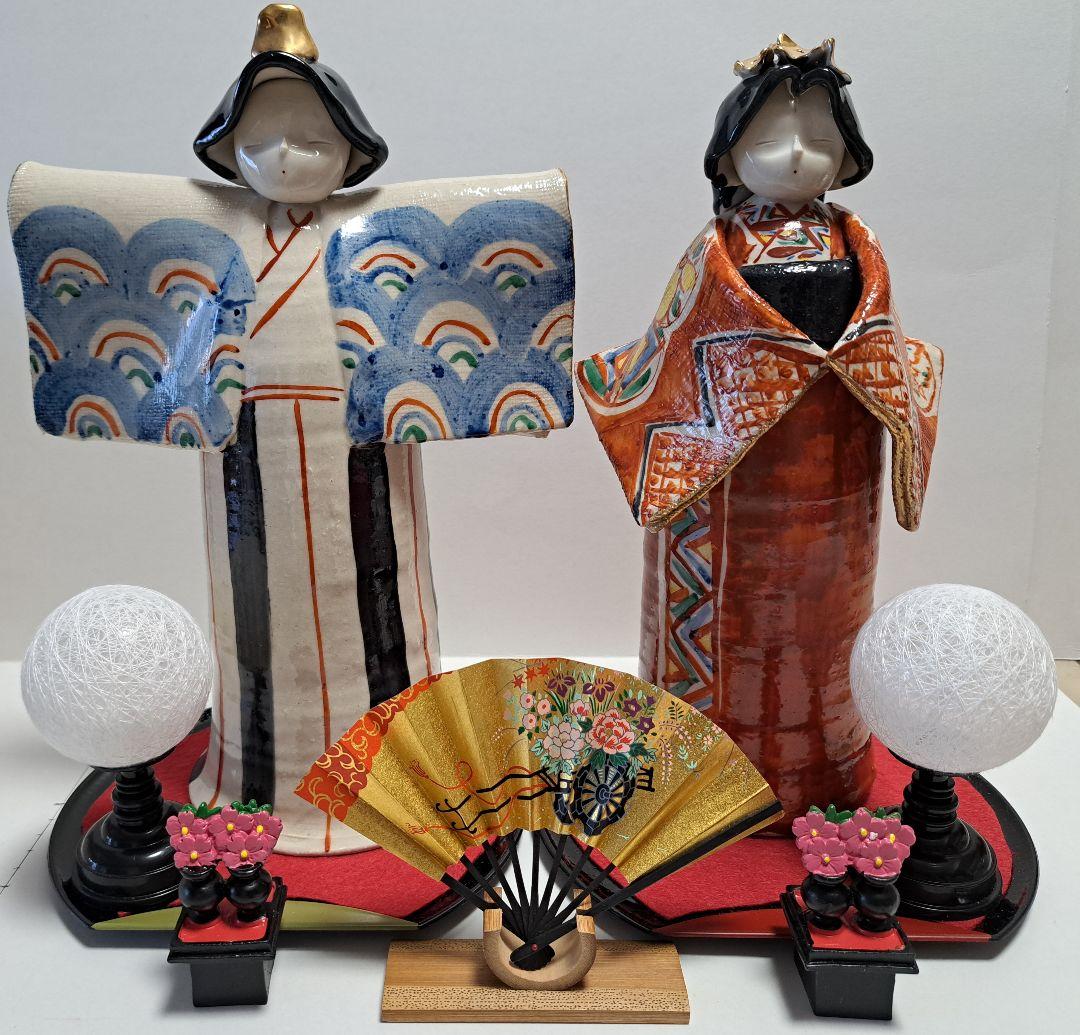 k-⑤ 九谷焼 ひな人形 葉月朋子作 立ち雛大