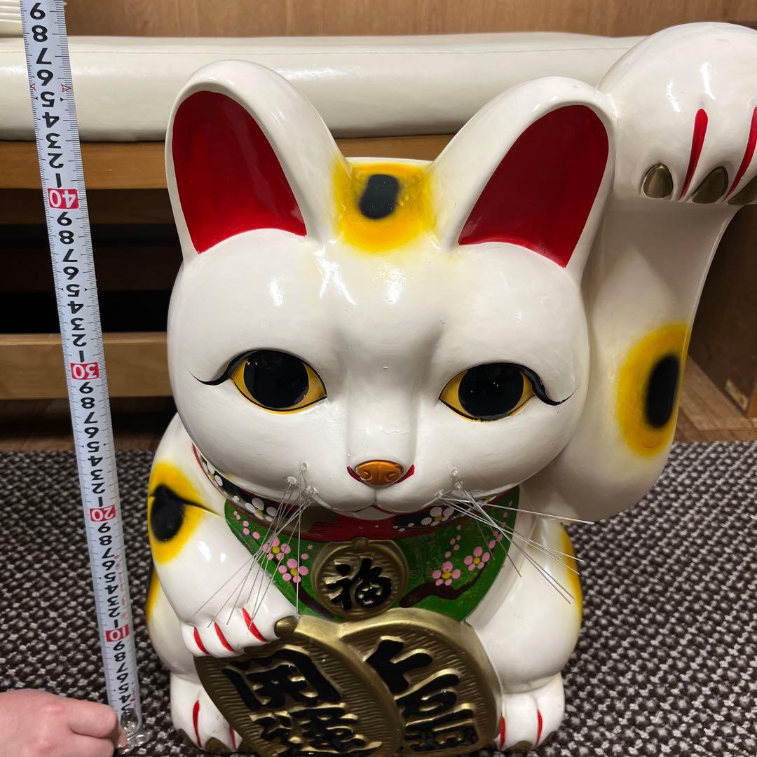陶器製 縁起担ぎに❣️招き猫 幸運を呼ぶ置物　常滑焼　BIGサイズ　左手上げ