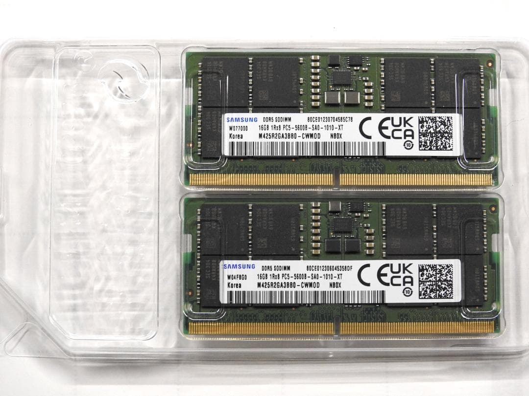 メモリー　ノートPC用SAMSUNG　DDR5　16GB×２枚＝32GB