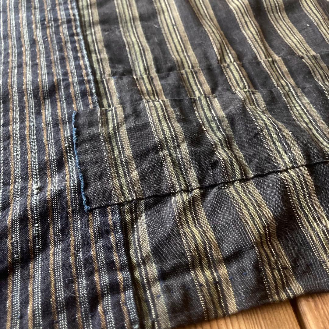 【愁真】古布 縞木綿 襤褸 BORO パッチワーク リメイクエプロン