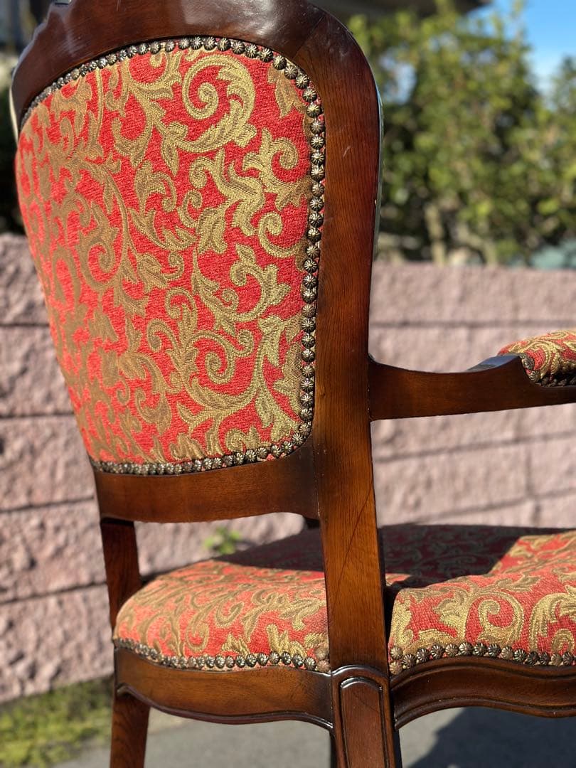 アンティーク チェア クラシック アームチェア 赤 金 ゴールド 椅子