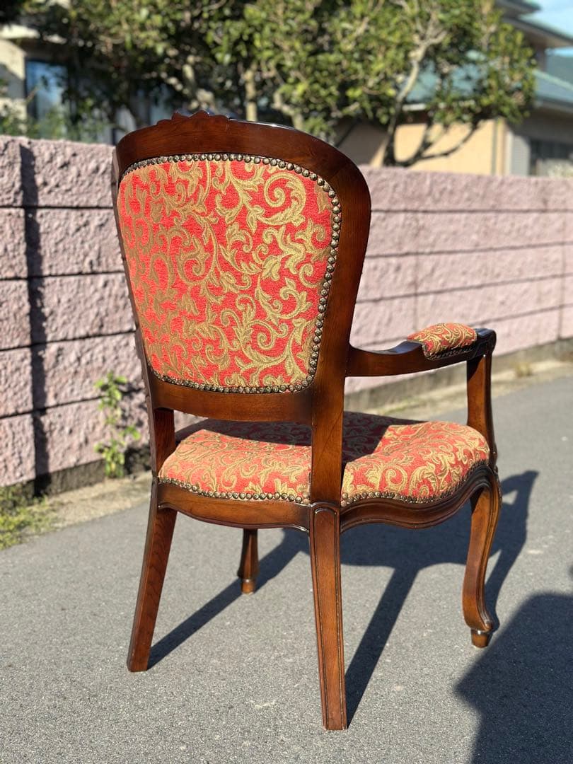 アンティーク チェア クラシック アームチェア 赤 金 ゴールド 椅子