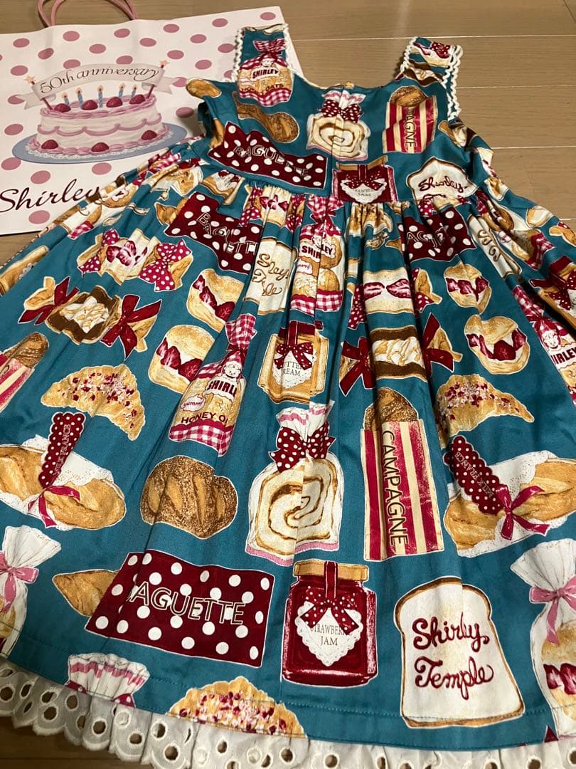 ※シャーリーテンプル　ベーカリープリントワンピース　130㎝