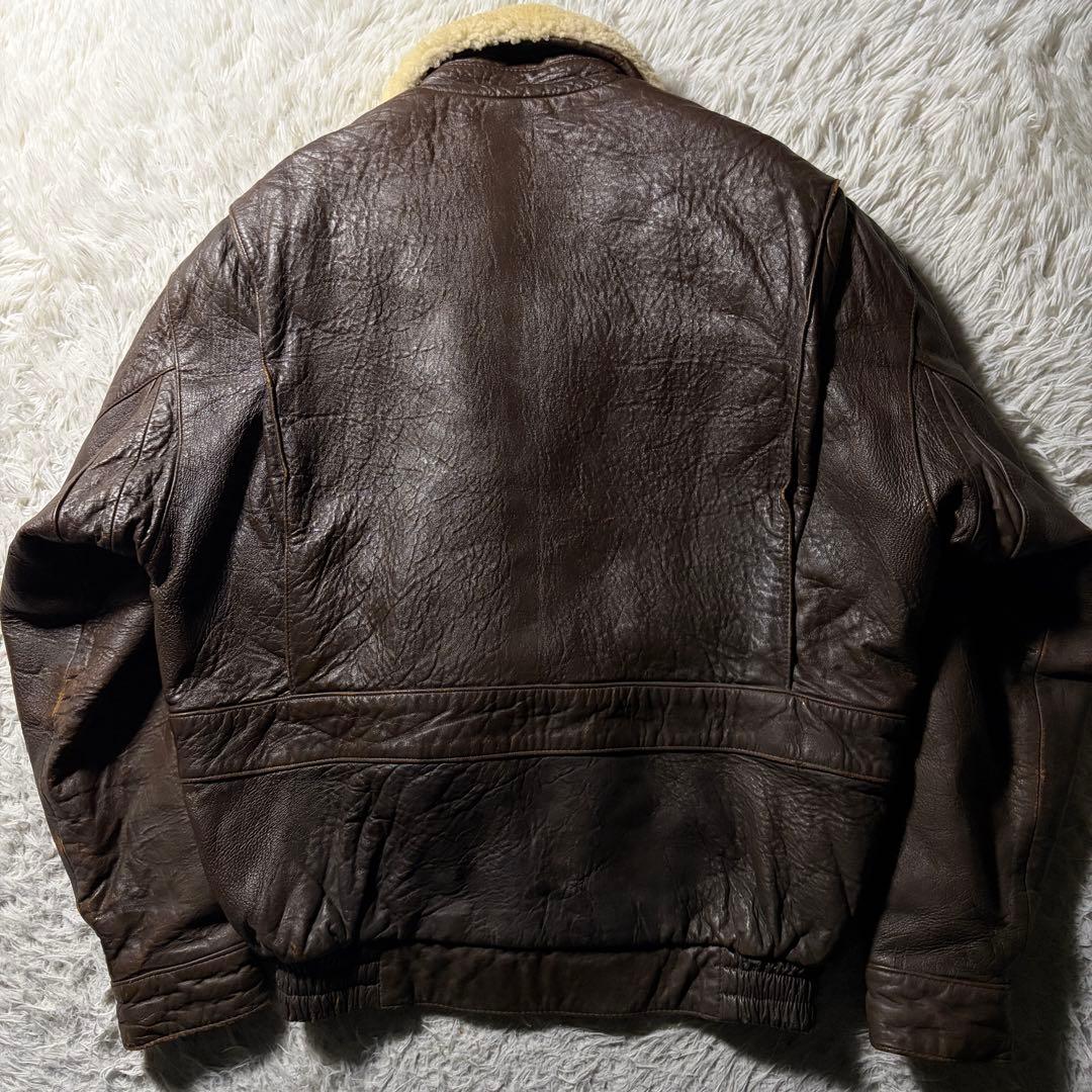 【雰囲気抜群】HOUSTON フライトジャケット　 G-1 襟ボア　羊革　L