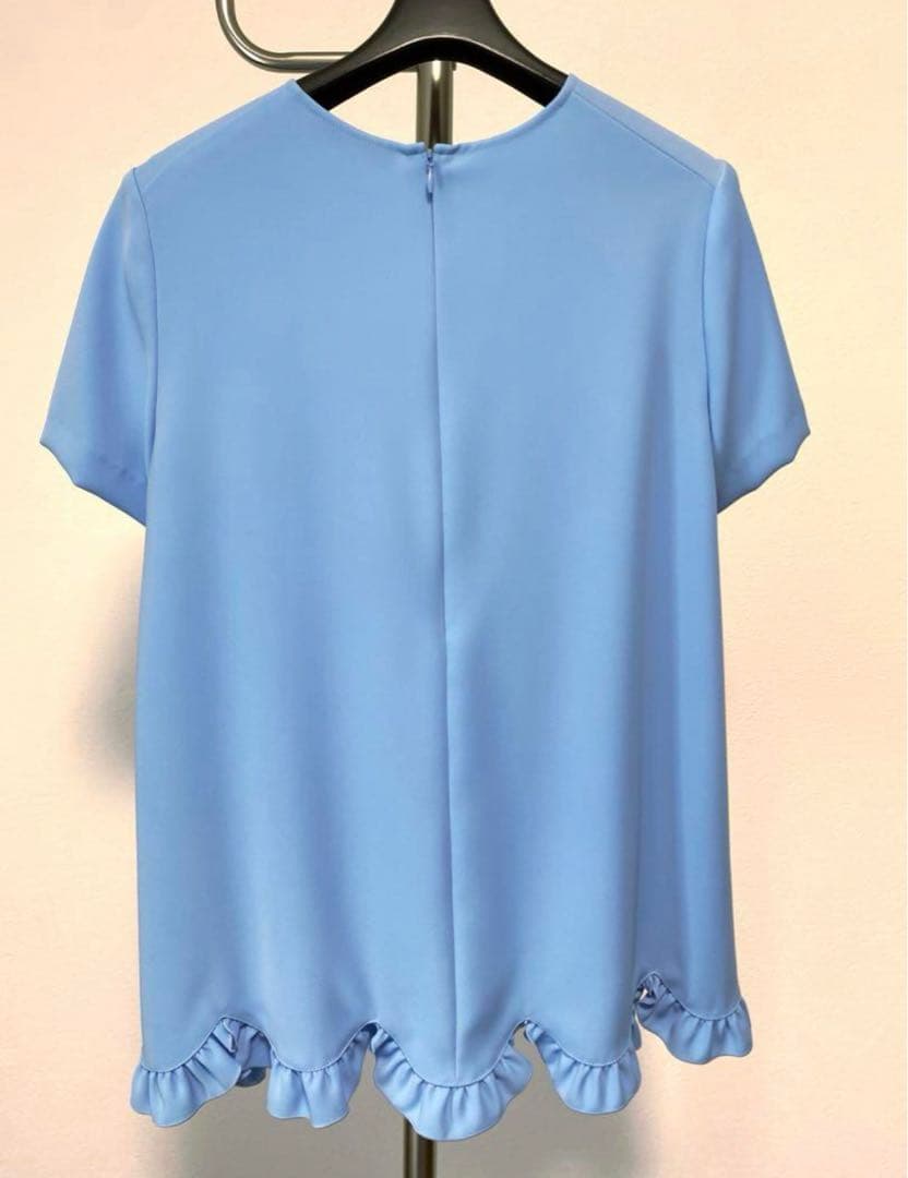 ヨーコチャン YOKOCHAN ハーフスリーブヘムペタルブラウス ブルー36