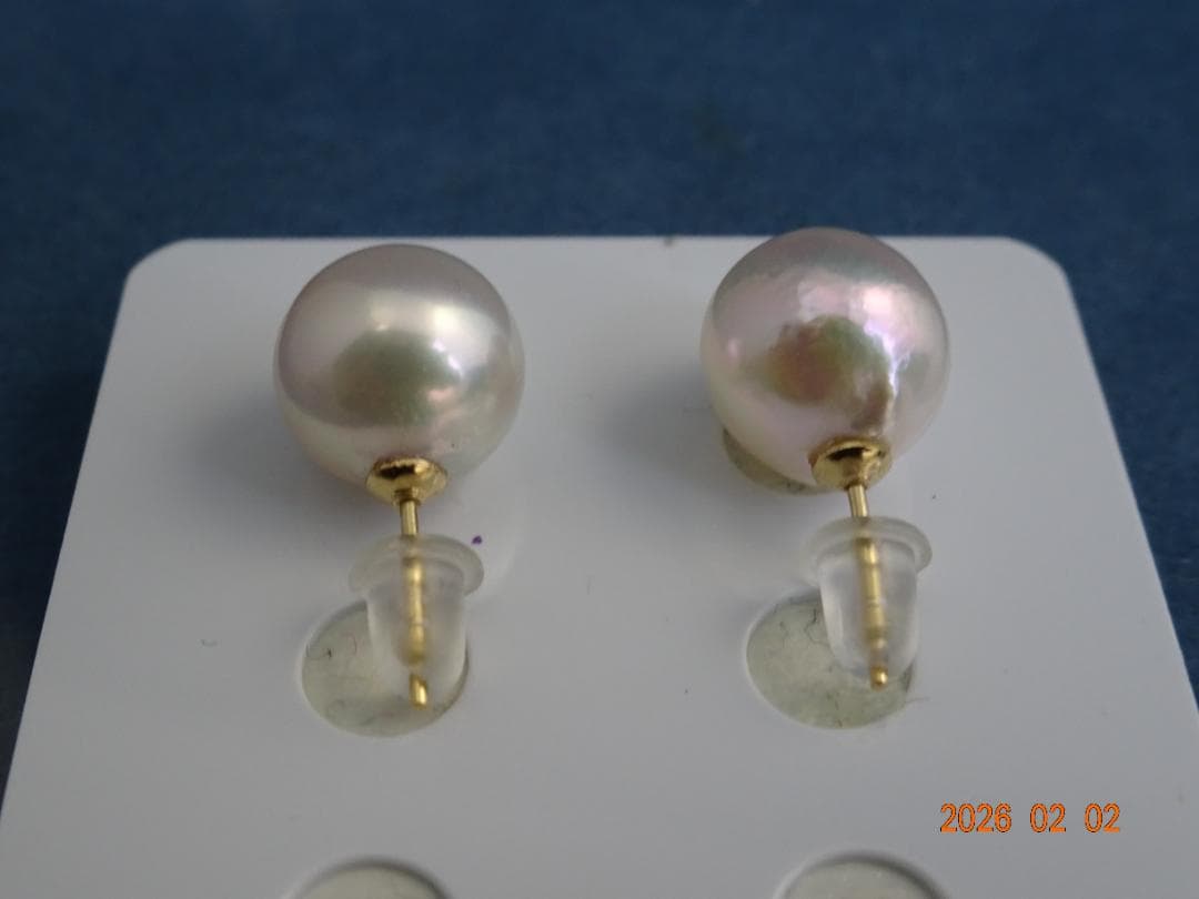新品　あこや真珠9.7㎜　14KGFピアス