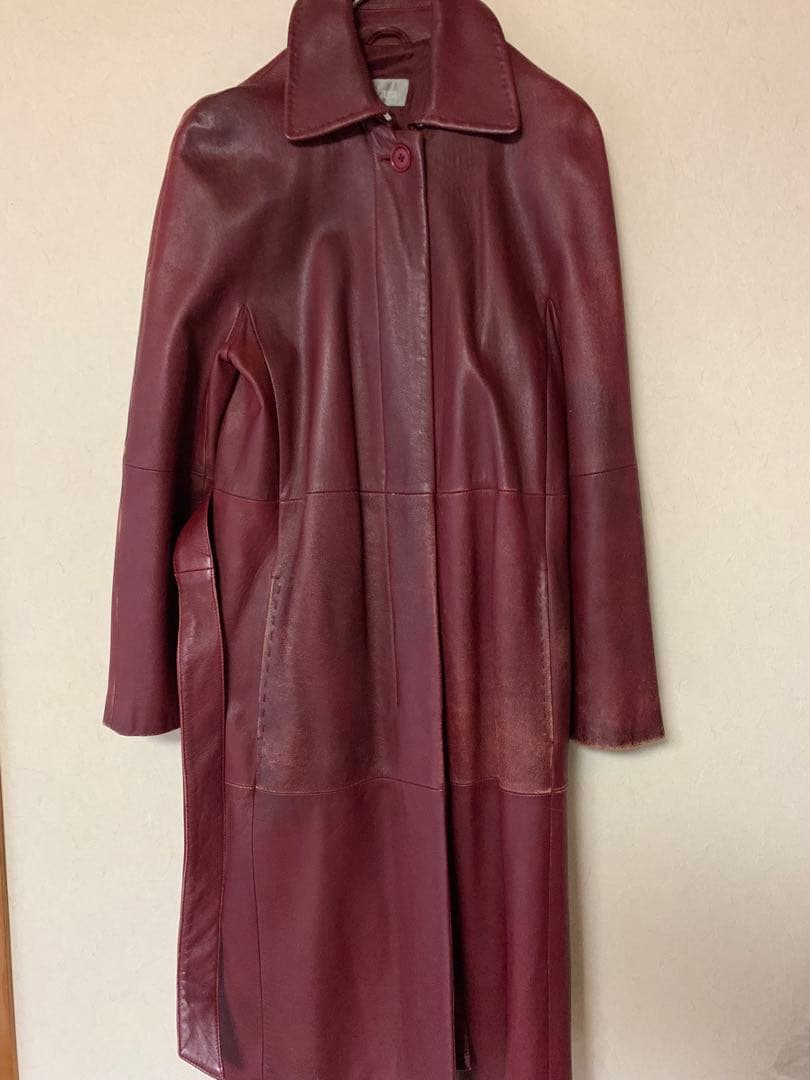 値下げ中　#スレ感がよい　Max Mara レッド　レザー ジャケット