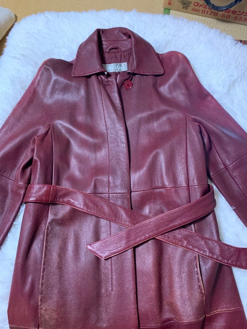 値下げ中　#スレ感がよい　Max Mara レッド　レザー ジャケット