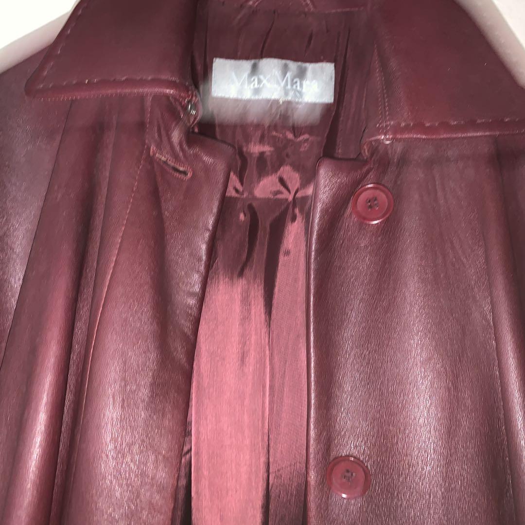 値下げ中　#スレ感がよい　Max Mara レッド　レザー ジャケット