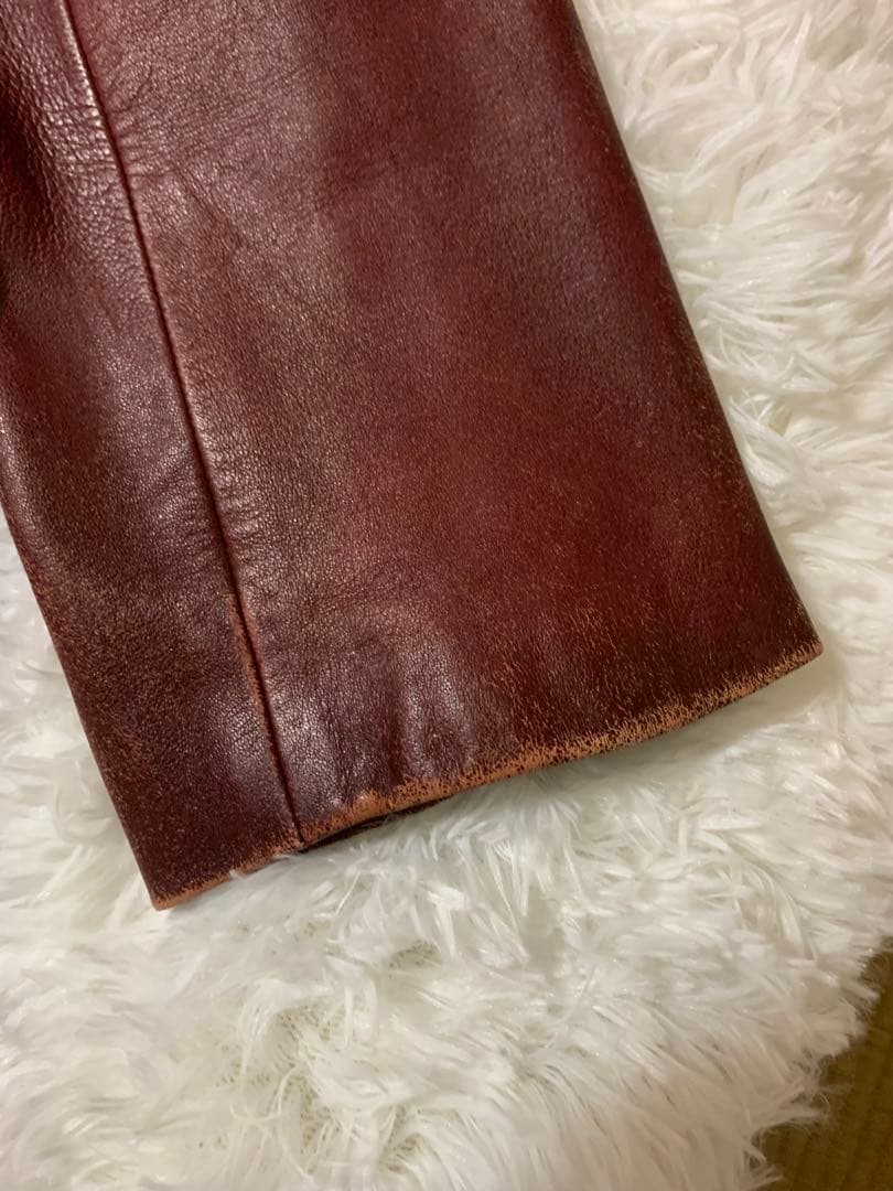 値下げ中　#スレ感がよい　Max Mara レッド　レザー ジャケット