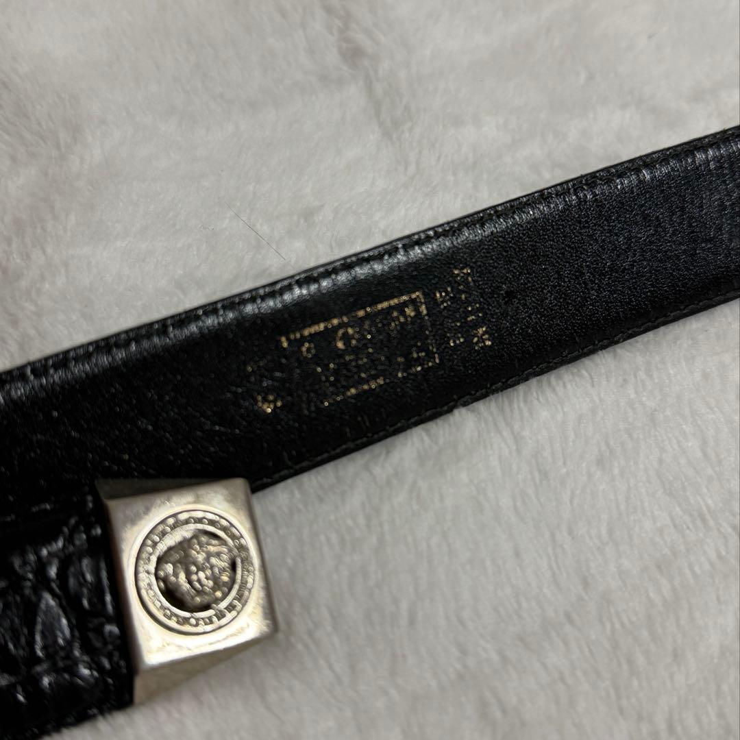 ヴェルサーチ★ベルト★クロコ調型押し★レザー★黒系